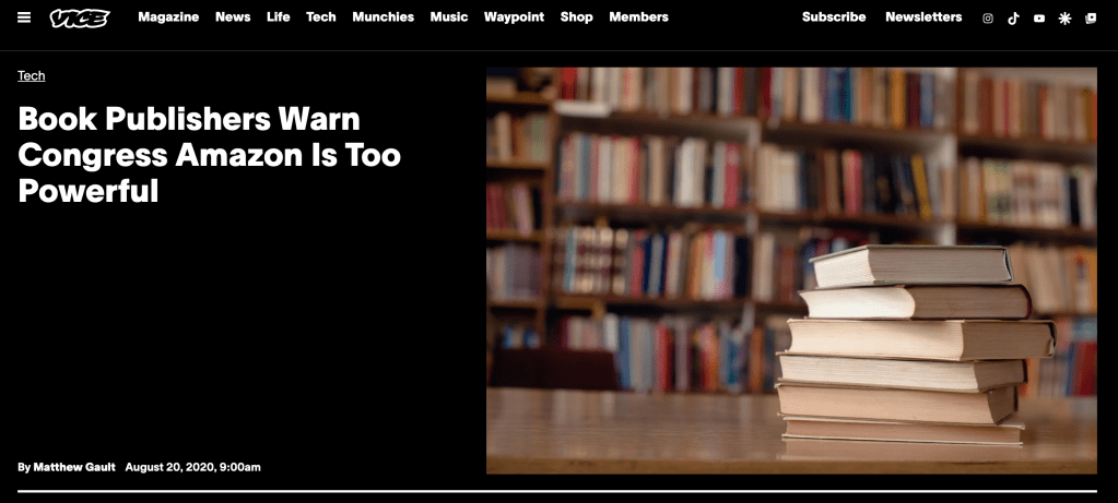 Book Publishers Warn Congress, Amazon Is Too&nbsp;Powerful